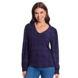 Blusa Manga Longa Feminina Rovitex. Azul M