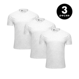 KIT 3 Camiseta Basica Premium  100% Algodão Anti Bolinhas  Branco  UV 15 -KS CASUAL&SPORT