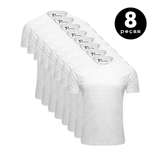 KIT 8Camiseta Basica Premium  100% Algodão Anti Bolinhas  Branco  UV 15 -KS CASUAL&SPORT