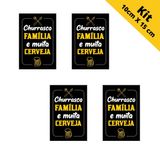 Kit Atacado 4 Quadro Placa Decorativa Churrasco Familia