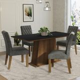 Conjunto Sala De Jantar Mesa Tampo De Madeira 4 Cadeiras Rustic/preto/silver Ashley Madesa