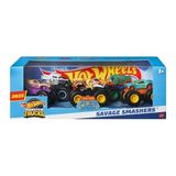 Hot Wheels - Monster Trucks Savage Smashers - Pack Com 5 Carros Hlt80