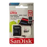 Cartao Micro Sd Sandisk Class 10 Ultra 64gb 100mbs