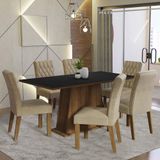 Conjunto Sala De Jantar Mesa Tampo De Madeira 6 Cadeiras Rustic/preto/imperial Britney Madesa
