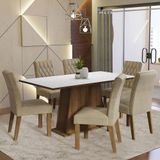 Conjunto Sala De Jantar Mesa Tampo De Madeira 6 Cadeiras Rustic/branco/imperial Britney Madesa
