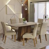 Conjunto Sala De Jantar Mesa Tampo De Madeira 6 Cadeiras Rustic/crema/imperial Britney Madesa