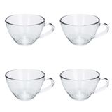 Jogo Xicara Cha Cafe Vidro Incolor Temperado 4pcs