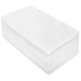 Cotton Craft - 8 Pack - Euro Cafe Waffle Weave Terry Kitchen Towels - 16x28 Polegadas - Branco - 420 Gsm Qualidade - Ringspun 2 Ply Cotton -