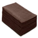 Cotton Craft - 12 Pack - Euro Cafe Waffle Weave Terry Kitchen Towels - 16x28 Polegadas - Chocolate - 420 Gsm Qualidade - Ringspun 2 Ply Cott