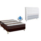 Cama Box Queen Crc Colchao Ortopedico Light Ortobom Cabeceira Dama Courano Branco