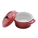 Mini Caçarola Wolff Black Lid De Porcelana Vermelha 150ml