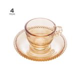 Jogo De 4 Xícaras Para Café Wolff Pearl De Cristal Âmbar 80ml
