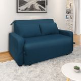 Sofá Cama Casal Retrátil E Reclinável 02 Lugares 138 Cm Versa Light Azul Escuro Veludo Matrix