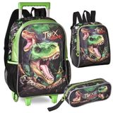 Kit Mochila De Rodinhas T-rex Attack Verde Clio Tx3460k