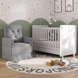 Berço Americano 3x1 Com Poltrona De Amamentação Pimpolho Multimóveis Mp4065 Branco/cinza