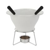 Aparelho De Fondue Cerâmica Branco Com 4 Peças - A\casa