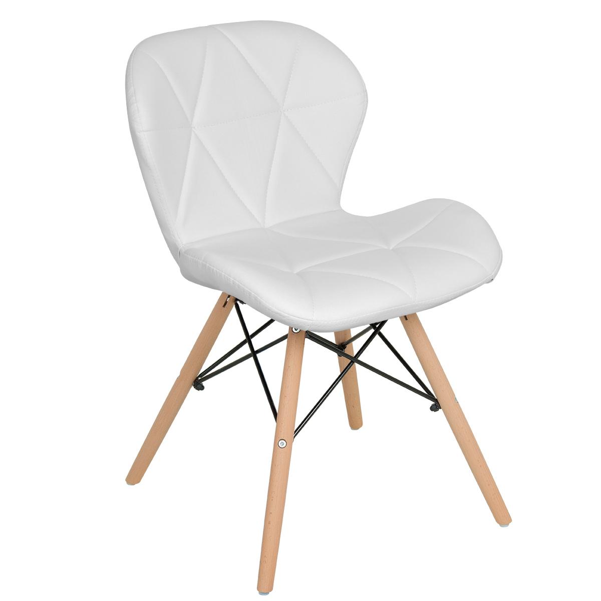 Cadeira Estofada Charles Eames Eiffel Slim Wood Confort Branco