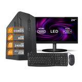 Computador Completo Intel I5 3470 8gb Ssd 240gb Gt610 Monitor 24