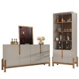 Cristaleira 050519 E Buffet 050518 Para Sala Off White Cedro Dcasa