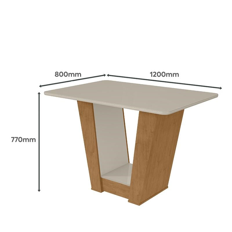 Mesa De Jantar 120x80 Com 4 Cadeiras Apogeu Amêndoa/off White/veludo ...