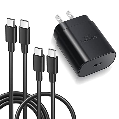 Excgood Super Fast Tipo C Charger Kit 25w Usb C Charger Com 2 Tipo C A C Cabo (6ft + 1.5ft) Compatível Com Samsung Galaxy S22 / S22 Ultra /