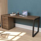 Conjunto para Escritório com Mesa Diretor Munique 190 cm e Gaveteiro Kapesberg