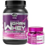 Whey Protein Woman Com Colágeno Sabor Chocolate + Suplemento Cabelo Pele E Unha Com Biotina E Silício