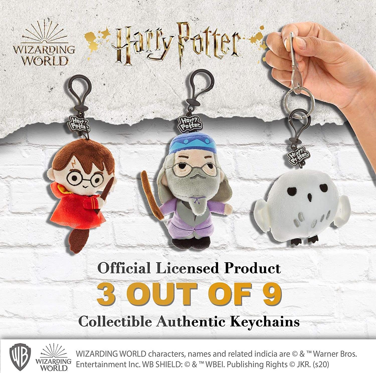 Harry Potter Pelúcia Chaveiro 3pk Dumbledore Hedwig Hogwarts