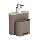 Porta Detergente Dispenser Com Suporte Para Bucha 500 Ml Warm Gray E Light Gray Coza