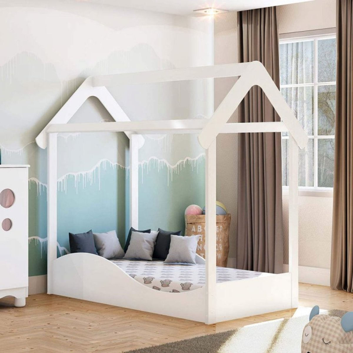 Mini Cama Infantil Montessoriana Uli Móveis Peroba Branco