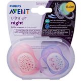 CHUPETA ULTRA AIR DUPLA NIGHT TIME 0-6 MESES MENINA - AVENT