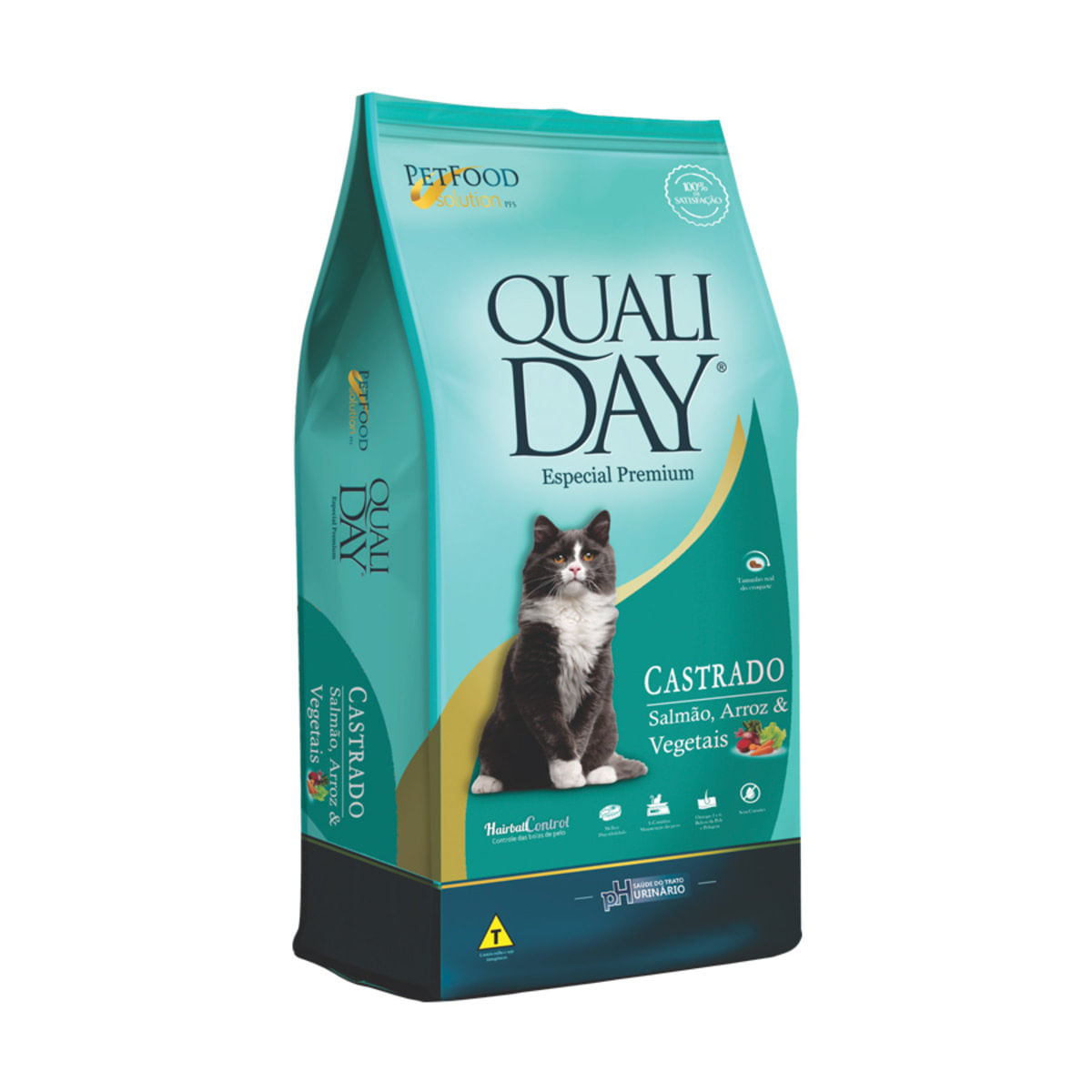 Ração Qualiday para Gatos Adultos Castrados Sabor Salmão - 1kg