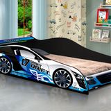 Cama De Solteiro Com Grade De Proteção 100% Mdf 60x93x213 Cm Carro Drift Azul