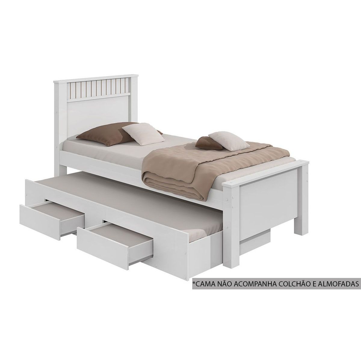 Cama Bibox de Solteiro Lopas Athenas c/Auxiliar Branco