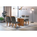 Sala De Jantar Mesa Olimpia 120cm Mdf Canto Reto Com 4 Cadeiras Athenas Moderna