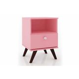 Mesa Cabeceira Casal Rt3019 C 1 Gaveta Rosa Movelbento