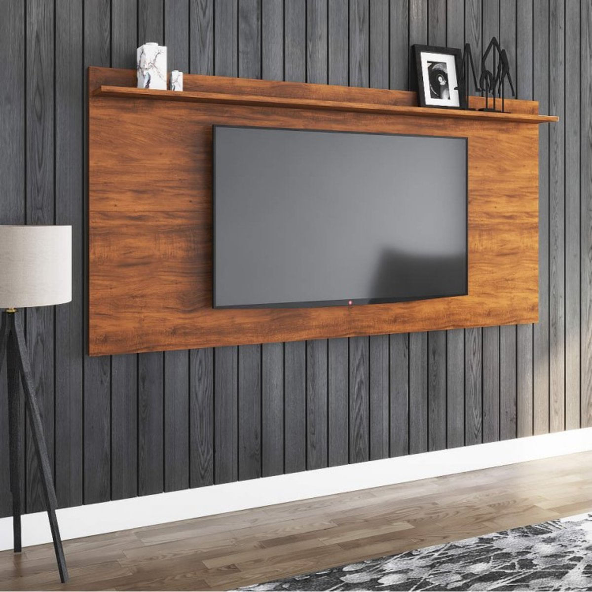 Painel para TV até 55 Polegadas Twin Siena Móveis Off White/Pinho