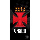 Toalha de Praia Buettner Veludo Estampado Brasão Vasco Preto