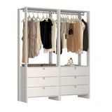 Guarda Roupa Closet 2 Peças 2 Cabideiros e 6 Gavetas Yes Nova Mobile Branco