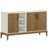 Balcao Buffet Em Mdf/madeira Maciça 2914 Milao Off White Freijo Fnt