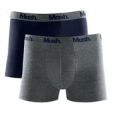 Kit 2 Cueca Boxer Cotton Mash Masculina Cós Elástico Azul Marinho P