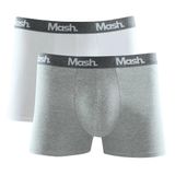 Kit 2 Cueca Boxer Cotton Mash Masculina Cós Elástico Branco Gg