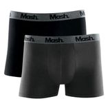 Kit 2 Cueca Boxer Cotton Mash Masculina Cós Elástico Preto Gg