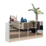 Aparador Buffet 4 Portas Com Espelho Vegas Multimóveis V3558 Branco