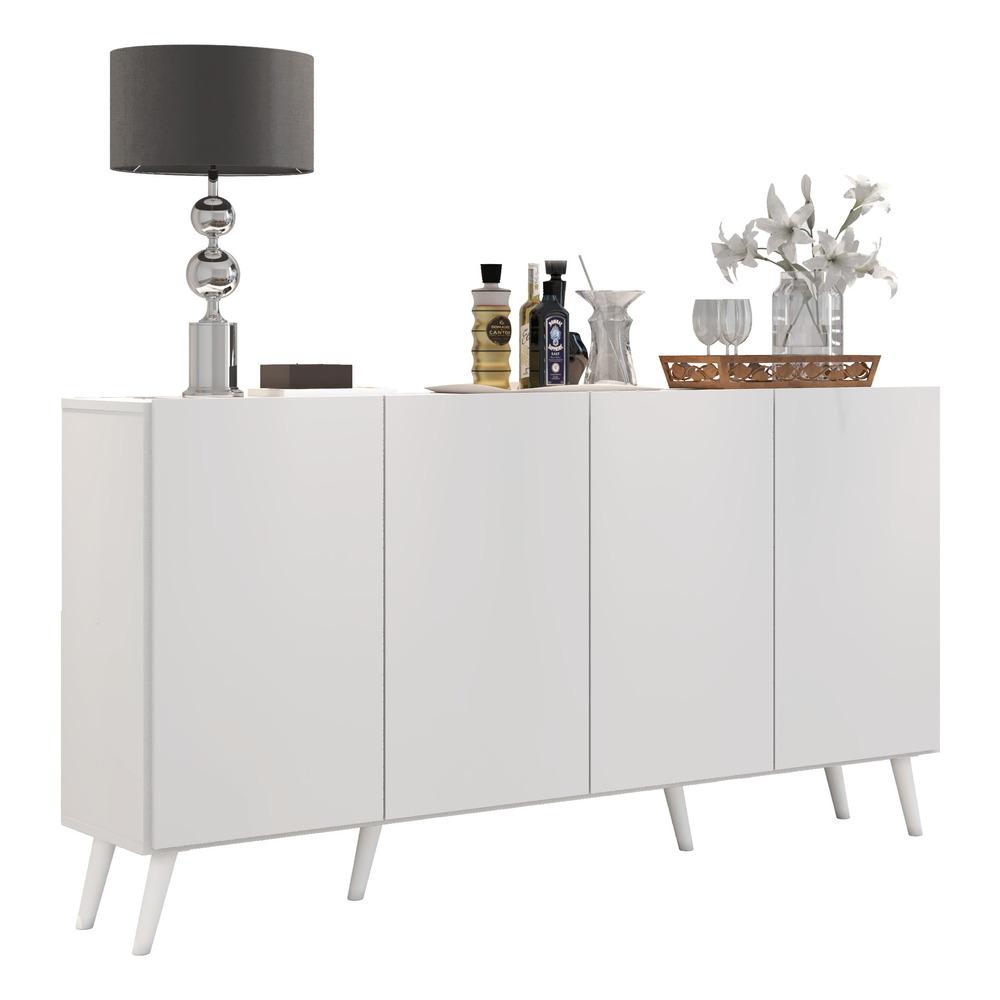 Aparador Buffet 4 Portas Retrô Veneza Multimóveis V3556 Branco