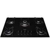 Cooktop 5 Bocas Preto Com Mesa De Vidro E Tripla Chama Dako Supreme Bivolt