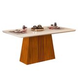 Mesa De Sala Jantar Italia Tampo Madeirado Vidro 170x90cm Freijo Off White Dj Moveis