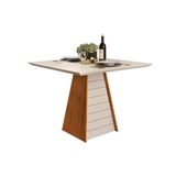 Mesa De Sala Jantar Fler Tampo Madeirado Vidro 90x90cm Freijo Off White Dj Moveis