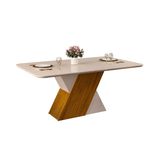 Mesa De Sala Jantar Rubi Tampo Madeirado Vidro 170x90cm Freijo Off White Off White Dj Moveis