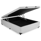 Base Cama Box com Bau Casal Corino Branco 43x138x188